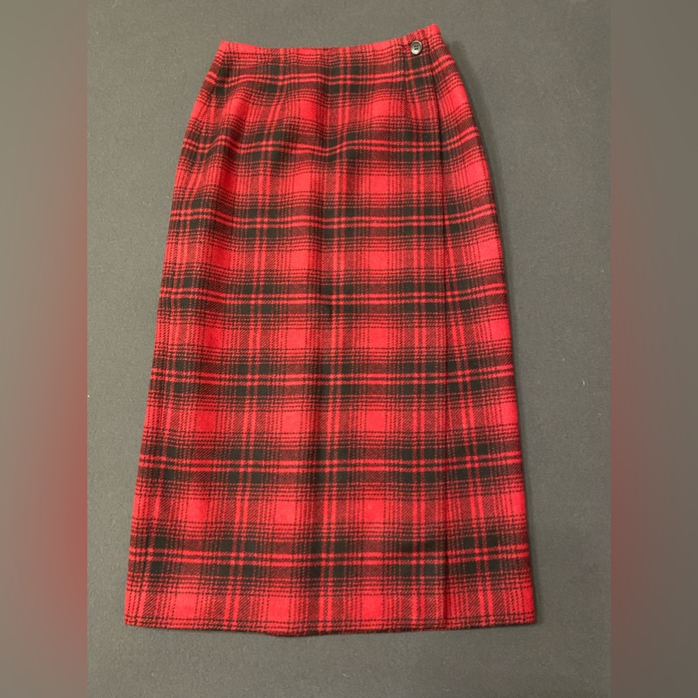 Talbots Petite 4 A-line Wool Plaid Skirt